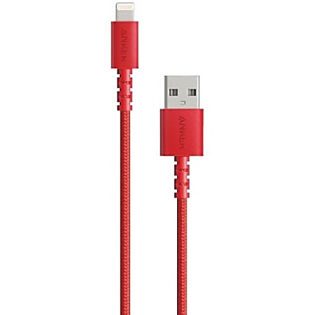 Anker PowerLine Select+ USB Cable with Lightning connector 6ft USB-A to Lightning Cable A8013 - 6 ft Lightning/USB Data Transfer Cable for iPhone, iPad - First End: USB - Second End: Lightning - Male - MFI - Red