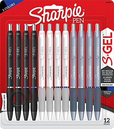 Sharpie® S-Gel Fashion Barrel Gel Pens, Medium Point, 0.7 mm, Assorted  Barrel, Assorted Ink, Pack Of 12 Pens