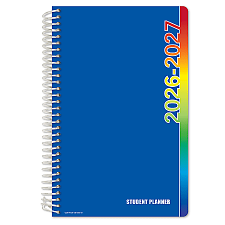 2026-2027 Global 11-Month Weekly/Monthly Academic Year Secondary Student-Block Planner, 5-1/2” x 8-1/2”, Blue, August To June, Total Qty 1