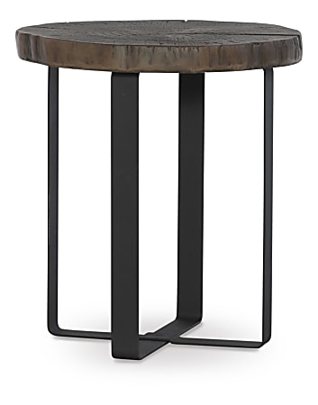 Powell Kirby Round Side Table, 22" x 20", Ash/Matte Black