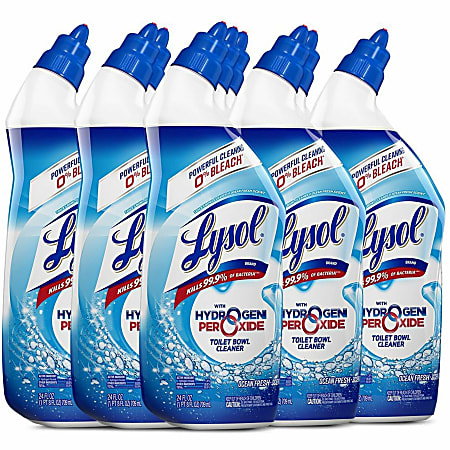 Lysol Hydrogen Peroxide Toilet Cleaner - 24 fl oz (0.8 quart) - Ocean Fresh Scent - 9 / Carton - Blue