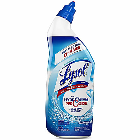 Lysol Hydrogen Peroxide Toilet Cleaner - 24 fl oz (0.8 quart) - Ocean Fresh Scent - 9 / Carton - Residue-free, Bleach-free, Antibacterial - Blue