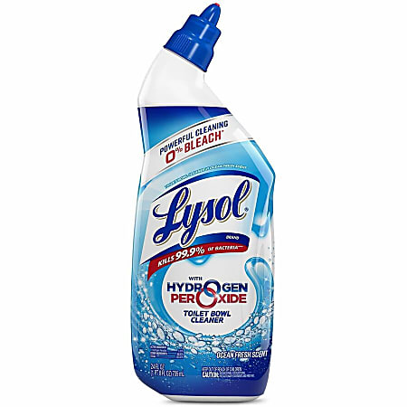 Lysol Hydrogen Peroxide Toilet Cleaner - 24 fl oz (0.8 quart) - Ocean Fresh Scent - 9 / Carton - Residue-free, Bleach-free, Antibacterial - Blue