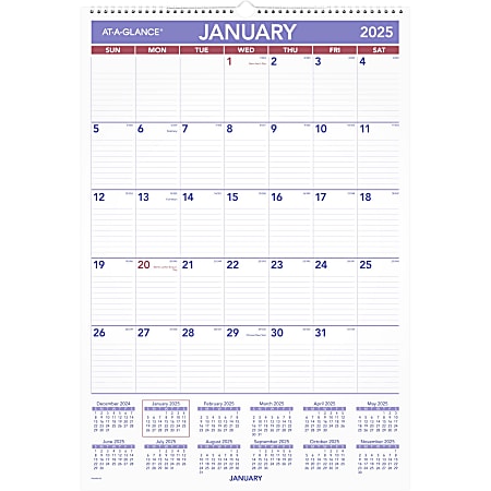 2025 AT-A-GLANCE® Erasable Monthly Wall Calendar, 15-1/2" x 22-3/4", January To December, PMLM0328