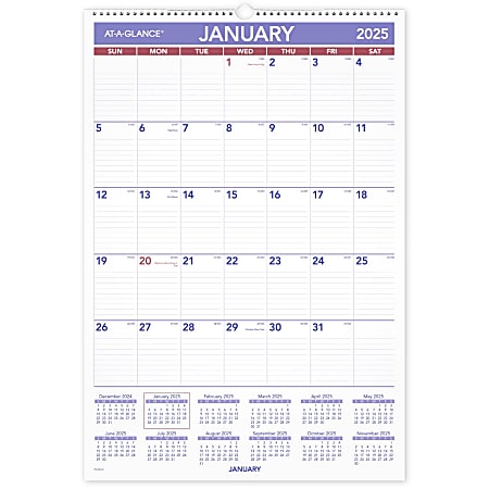 2025 AT-A-GLANCE® Erasable Monthly Wall Calendar, 15-1/2" x 22-3/4", January To December, PMLM0328