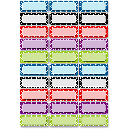 Ashley Dry Erase Dotted Nameplate Magnets - 30 (Rectangle) Shape - Dotted - Die-cut, Write on/Wipe off, Heavy Duty - Multicolor - Foam - 1 Pack