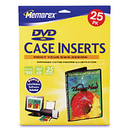 Memorex® Inkjet/Laser DVD Case Inserts, 5 1/4" x 7 1/4", Pack Of 25