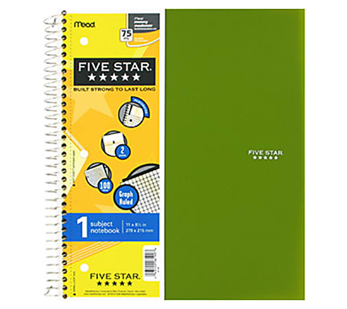 Five Star® Wire-Bound Notebook, 1 Subject, Letter-Size, Quadrille Rule, Assorted