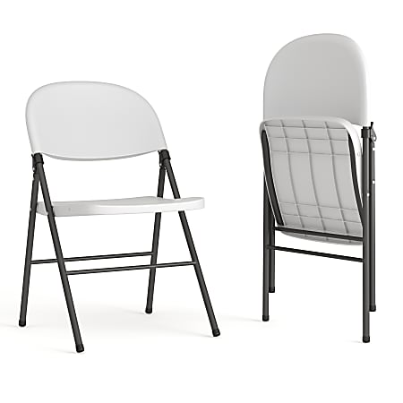 Flash Furniture HERCULES 330-lb Capacity Plastic Folding Chairs, Granite White/Charcoal, Set Of 2 Chairs