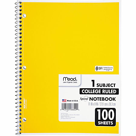 Spiral Notebook, 3-Hole Punched, 1-Subject, Wide/Legal Rule, Randomly  Assorted Cover Color, (70) 10.5 x 7.5 Sheets - mastersupplyonline