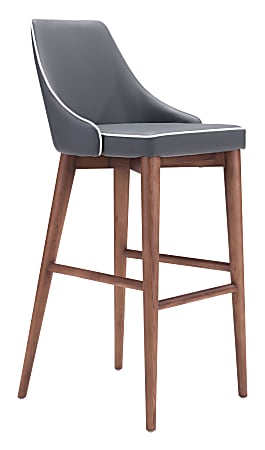 Zuo Modern® Moor Bar Chair, Dark Gray/Walnut