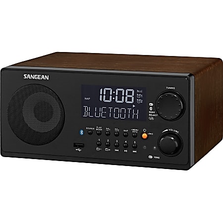 Sangean WR-22 Desktop Clock Radio - 7 W RMS - Mono - 2 x Alarm - FM, AM, AM - USB - Manual Snooze