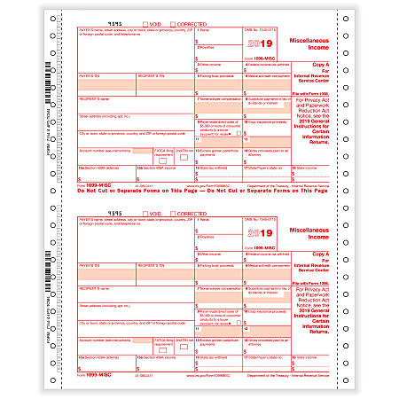 ComplyRight™ 1099-MISC Tax Forms, Continuous, Copies A, State, B And C, 4-Part, 9" x 11", Pack Of 100 Forms