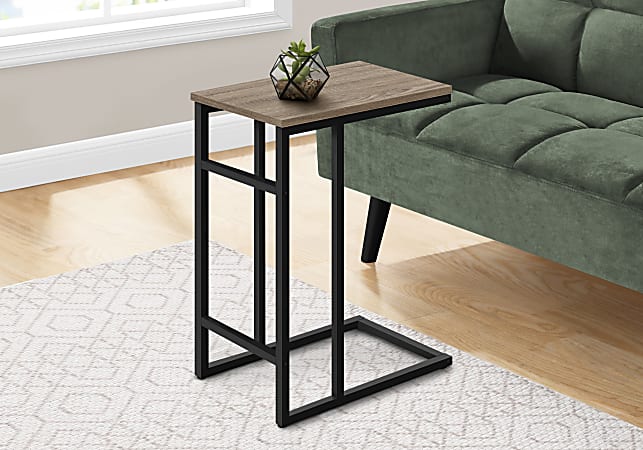 Monarch Specialties Abi Accent Table, 24”H x 18”W x 11-3/4”D, Black/Dark Taupe