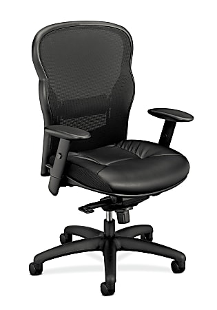 basyx by HON® VL701 Ergonomic Bonded Leather/Mesh High-Back Chair, Black