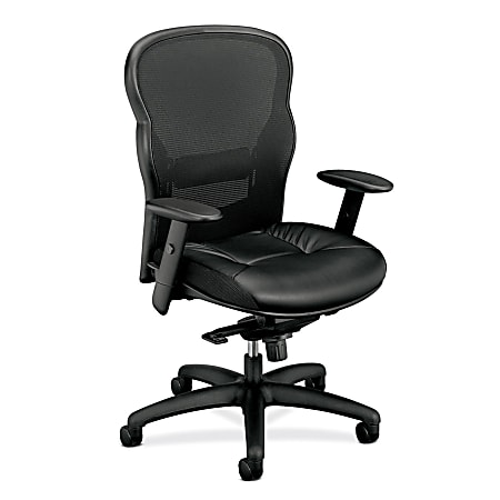 basyx by HON® VL701 Ergonomic Bonded Leather/Mesh High-Back Chair, Black