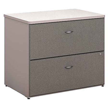 Bush Business Furniture Office Advantage 36"W Lateral 2-Drawer File Cabinet, Pewter/White Spectrum, Premium Installation