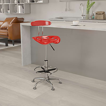 Flash Furniture Vibrant Chrome Drafting Stool with Tractor