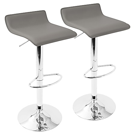LumiSource Ale Bar Stools, Chrome/Gray, Set Of 2 Stools