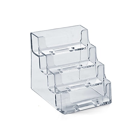 Azar Displays 4-Tier Acrylic Standard Business/Gift Card Holders, Clear, Pack Of 10