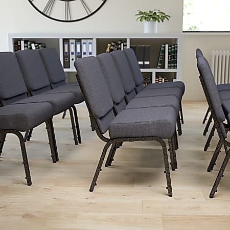 Flash Furniture HERCULES Series 21"W Stackable Church Chair, Dark Gray/Silvervein