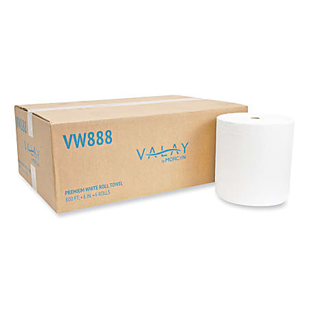 Morcon Tissue Valay® Valay Proprietary Roll Towels, 1-Ply, 8" x 800 ft, White, 6 Rolls/Carton