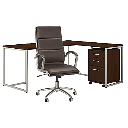 kathy ireland® Office by Bush Business Furniture Method 72"W L-Shaped Desk With Mobile File Cabinet And High-Back Office Chair, Century Walnut, Standard Delivery