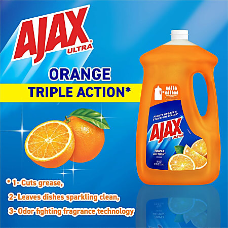 AJAX Triple Action Dish Soap - 52 fl oz (1.6 quart) - Orange Scent - 6 / Carton - Pleasant Scent, Phosphate-free, Kosher-free - Orange