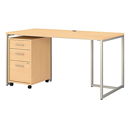 kathy ireland® Office by Bush Business Furniture Method Table Desk With 3-Drawer Mobile File Cabinet, 60"W, Natural Maple, Standard Delivery
