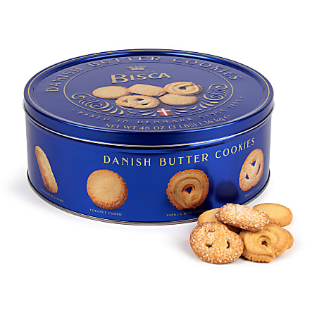 Bisca Danish Butter Cookie Tin 3 Lb - Office Depot