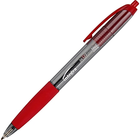 Integra Retractable Ballpoint Pens, Medium Point, Red