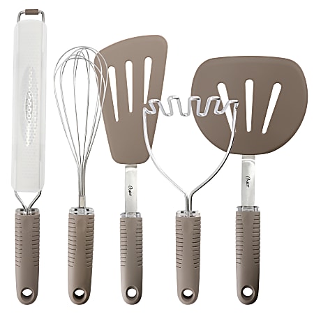 Oster Newcrest 5-Piece Prep And Cook Kitchen Tool Set, Taupe