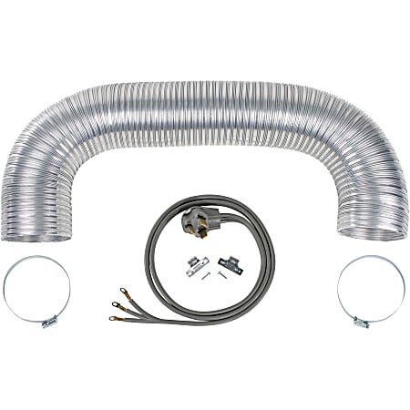 Certified Appliance Accessories Electric Dryer Duct Kit with 4-Wire 30-Amp 6ft Cord - Aluminum - Silver, Gray