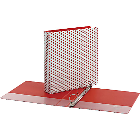 Oxford Back-mounted Round Ring Binder, 1 1/2" Ring, Red Circles