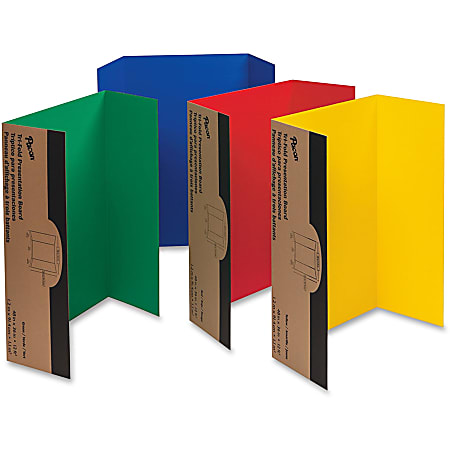 Pacon® 80% Recycled Single-Walled Tri-Fold Presentation Boards, 48" x 36", Assorted Colors, Carton Of 24