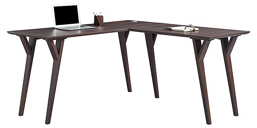 Realspace Trezza 62 W L Shaped Computer Desk Warm Walnut - Office