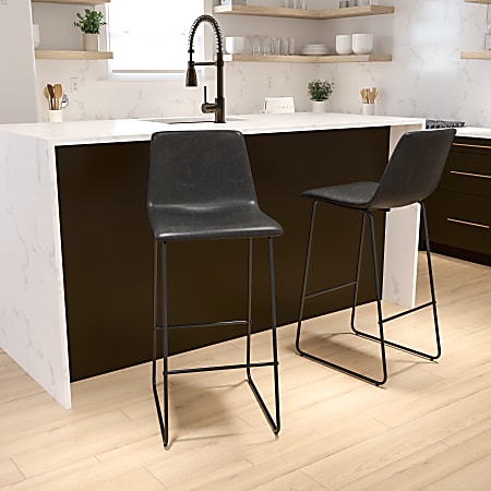 Flash Furniture LeatherSoft Faux Leather 30 Bar Stools Set Of 2