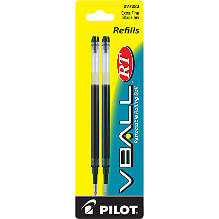 Pilot V-Ball RT Retractable Rollerball Pen Refill X-Fine Black, 2/pk