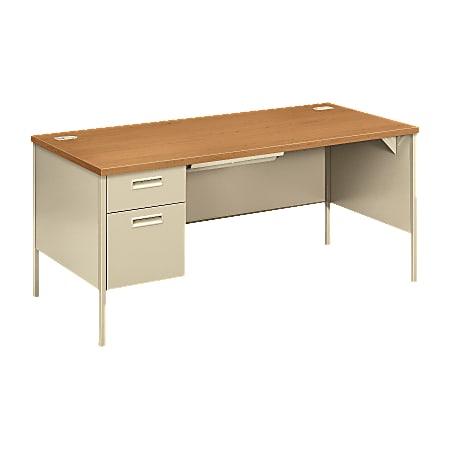 HON® Metro Classic Left Pedestal Desk, Harvest/Putty