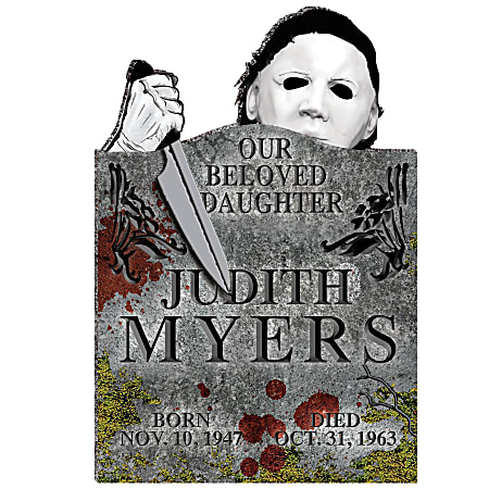 Amscan Halloween II Judith Myers Tombstone, 22” x 14-1/2” x 1-1/4”, Gray
