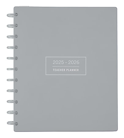 2025-2026 TUL® Discbound Monthly Teacher Planner, Letter Size, Gray, July To June