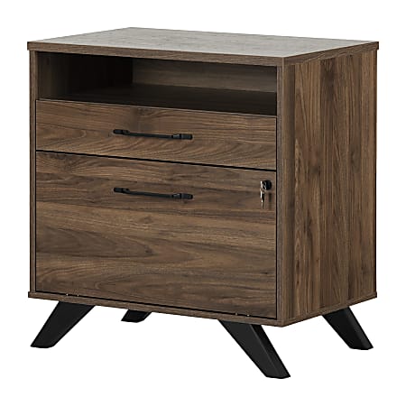 South Shore 18-1/2”D Vertical 2-Drawer File Cabinet, Natural Walnut