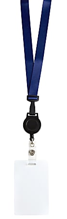 Office Depot® Brand Fashion Lanyard With Badge Reel, Blue
