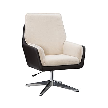 Linon Myra Swivel Accent Chair, Brown/Natural/Chrome