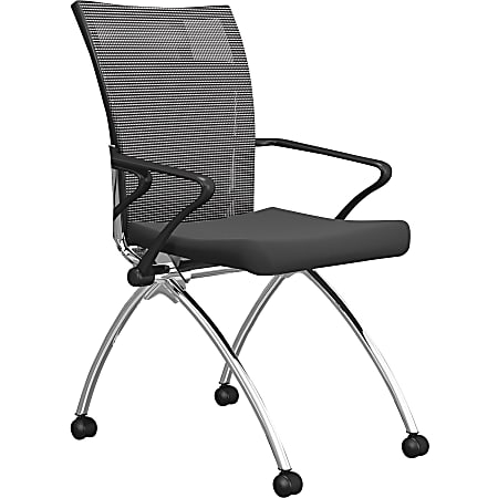 Mayline® Valore Mesh/Fabric High Back Nesting Training Chair, Black, Set of 2