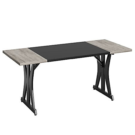 Bestier 71"W Computer Desk With X-Shaped Metal Legs, Wash Gray