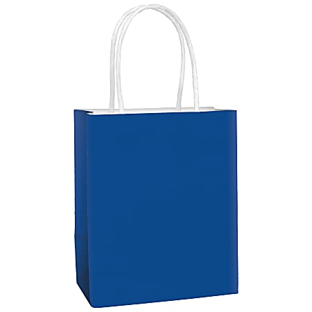 Amscan Kraft Paper Gift Bags, Small, Bright Royal Blue, Pack Of 24 Bags