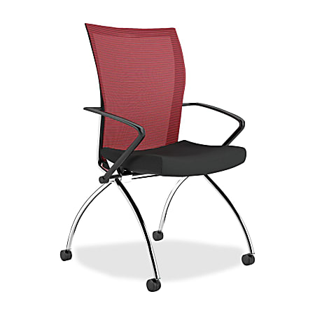 Mayline® Valore Mesh/Fabric Nesting Training Chair, High-Back, 36 1/2"H x 23"W x 24"D, Black/Red