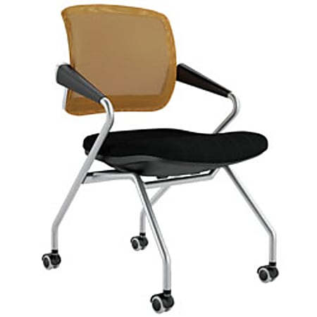 Mayline® Valore Mesh/Fabric Nesting Training Chair, Mid-Back, 36"H x 21 1/2"W x 24 1/2"D, Black/Orange