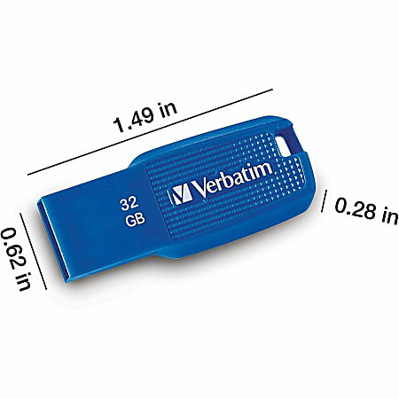Verbatim 32gb Ergo Usb 3 0 Flash Drive Blue The Verbatim Ergo Usb Drive Features An Ergonomic Design For In Hand Comfort And Cob Design For Enhanced Reliability Office Depot
